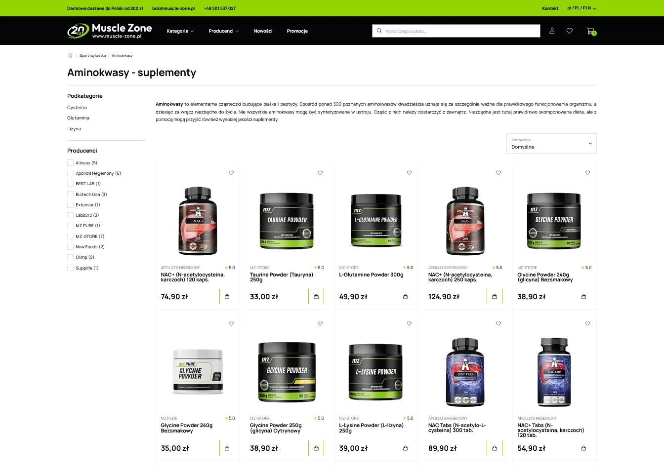Katalog produktów sklepu muscle-zone.pl